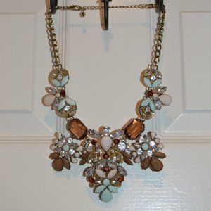 Brown and Powder Blue Statement Necklace